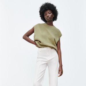 Zara sleeveless knit green top